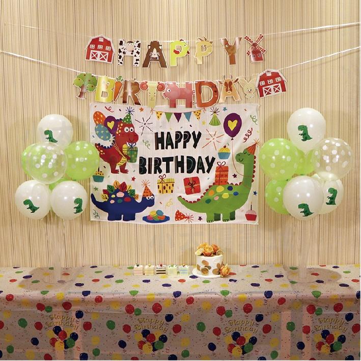 ★現貨-台灣★生日掛布 生日背景布 掛旗 Party 生日布景 生日背景牆 生日佈置 野餐露營 派對裝飾 週歲慶生 恐龍-細節圖3