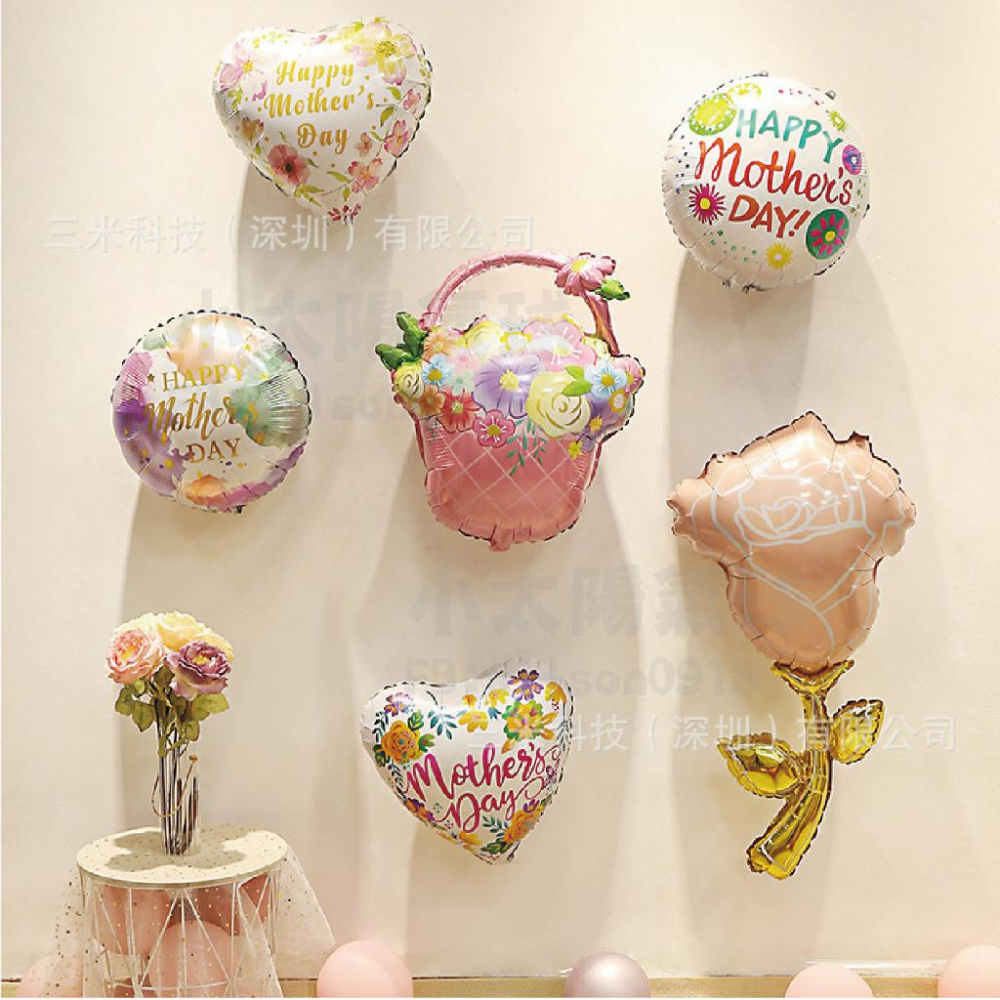 ★現貨-台灣★母親節氣球 氣球玫瑰 MOM 母親節佈置 母親節聚餐佈置 氣球派對 康乃馨氣球 花束氣球 花朵 粉色 花籃-細節圖3
