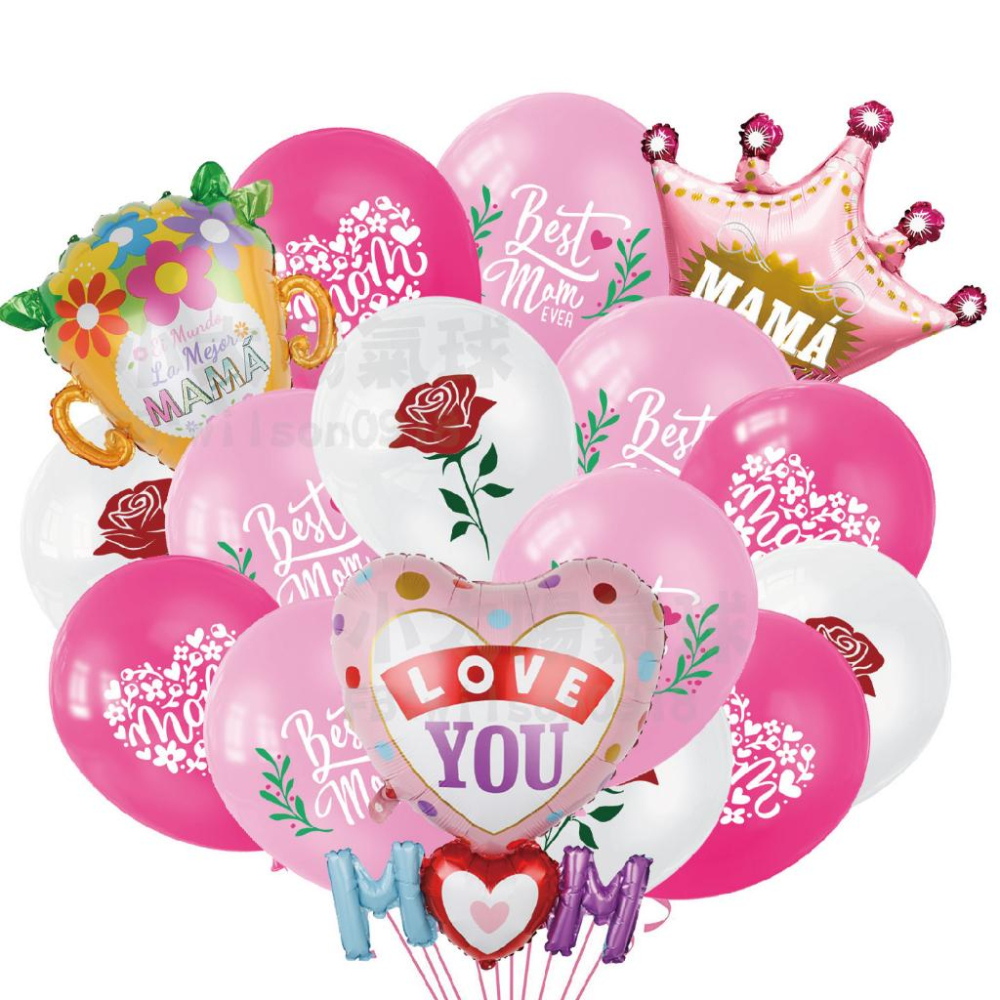 ★現貨-台灣★母親節氣球 氣球玫瑰 MOM 母親節佈置 母親節聚餐佈置 氣球派對 康乃馨氣球 花束氣球 花朵 粉色 花籃-細節圖5