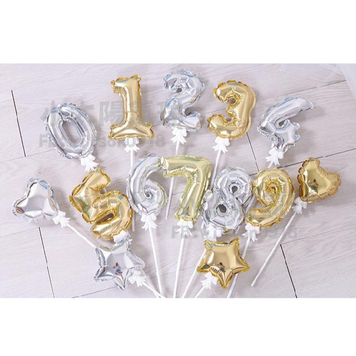 ★現貨-台灣★ 自動充氣數字氣球 鋁箔氣球 4吋 小數字氣球 蛋糕插旗氣球 佈置 生日氣球 金色 小鋁箔氣球 氣球玩具-細節圖2