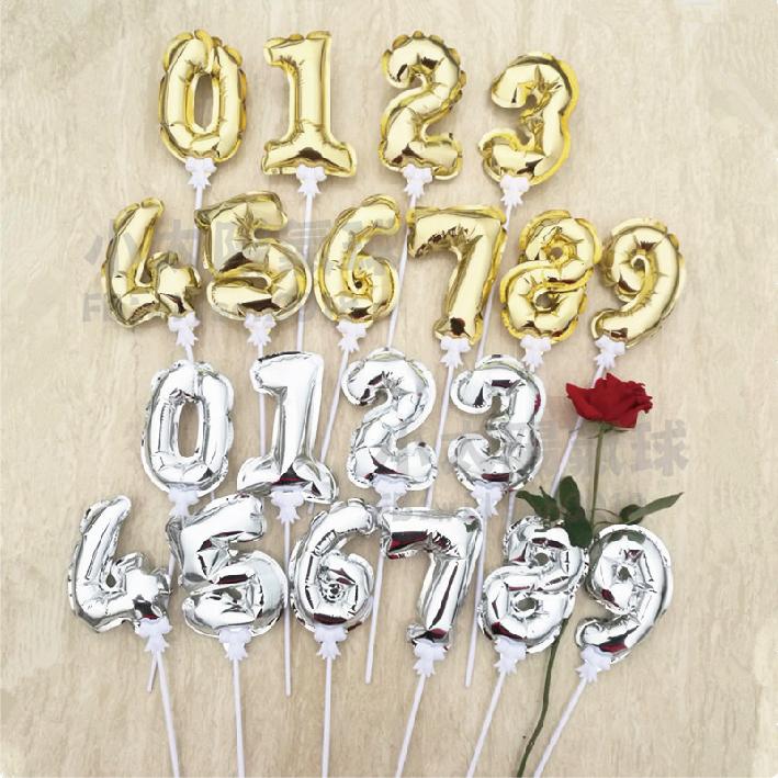 ★現貨-台灣★ 自動充氣數字氣球 鋁箔氣球 4吋 小數字氣球 蛋糕插旗氣球 佈置 生日氣球 金色 小鋁箔氣球 氣球玩具-細節圖3