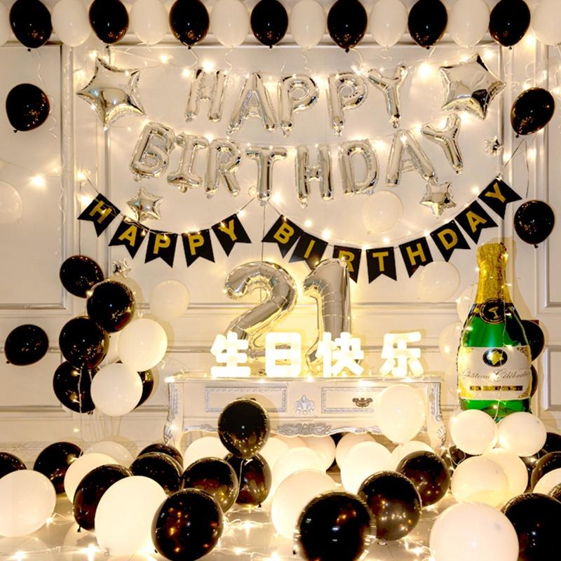 ★現貨-台灣★/18吋黑色金色生日圓球 空飄 生日佈置 布置 氣球 禮物 派對 字母 佈置 圓球 鋁箔 慶生 KTV生日-細節圖7