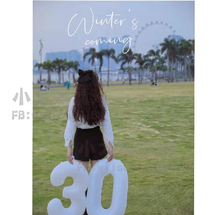 ★現貨-台灣★白色數字氣球 16 32 40吋 數字氣球 白色 美版 生日氣球 氣球 布置 生日 歲數氣球 網美 網紅-細節圖2