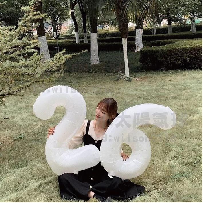 ★現貨-台灣★白色數字氣球 16 32 40吋 數字氣球 白色 美版 生日氣球 氣球 布置 生日 歲數氣球 網美 網紅-細節圖8