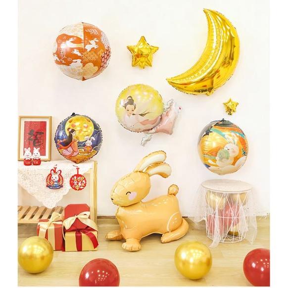 ★現貨-台灣★中秋節氣球 佈置 兔子 小兔兔氣球 節慶佈置 月餅氣球 嫦娥氣球 月兔氣球 月亮 星星 星空 嫦娥奔月-細節圖8
