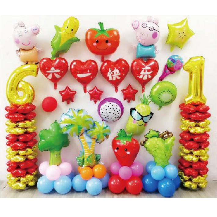★現貨-台灣★/水果氣球 蔬菜櫻桃 葡萄 紅蘿蔔 玉米 香蕉 番茄 橘子 草莓 花椰菜 氣球佈置 西瓜 鳳梨 檸檬 榴槤-細節圖9