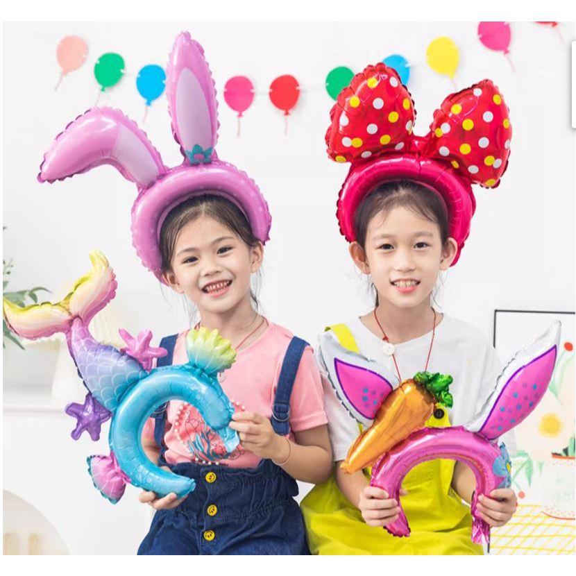 ★現貨-台灣★髮箍 生日氣球 生日布置 周歲布置/生日佈置/周歲佈置/造型生日帽/小孩生日帽/粉色/派對-細節圖3