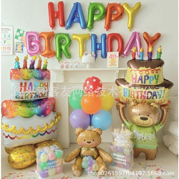 ★現貨-台灣★ 生日蛋糕氣球 生日布置 KTV生日佈置 周歲佈置 生日佈置 周歲布置 氣球 布置 派對 三層蛋糕 熊氣球-細節圖9