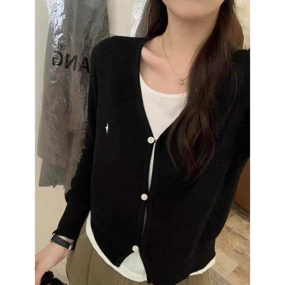 S.C 優衣館 秋冬新款 韓版 假二件 針織上衣 釦可開 上班族必備款 新鮮人穿搭 氣質女孩 圓領 長袖 現貨女裝-規格圖8