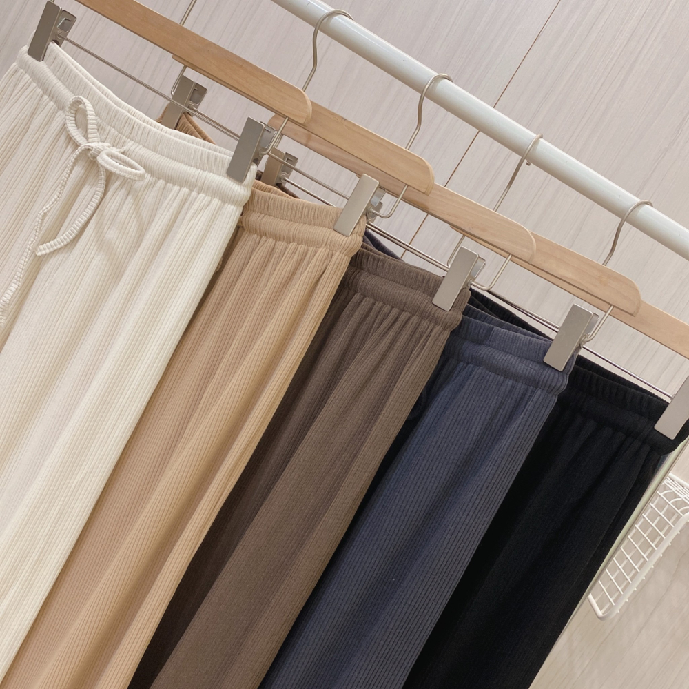 S.C 優衣館 秋冬新款 韓版 藏肉肉 綁帶 寬褲 顯瘦款 素色 基本款 現貨 彈性腰圍 休閒 上班族必備 現貨女裝-細節圖7