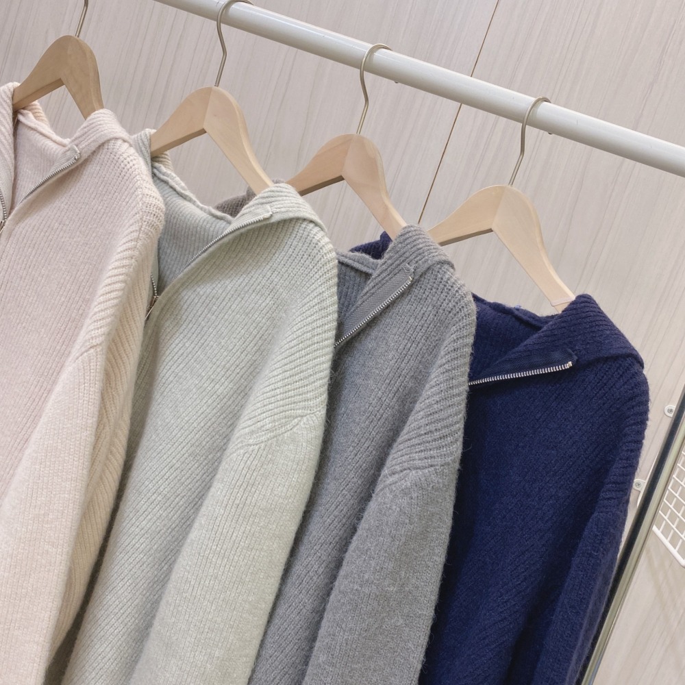 S.C 優衣館 秋冬新款 韓版 超萌 針織連帽 拉鍊 連帽上衣 長袖上衣 修飾 百搭 素色 減齡款 現貨女裝-細節圖3