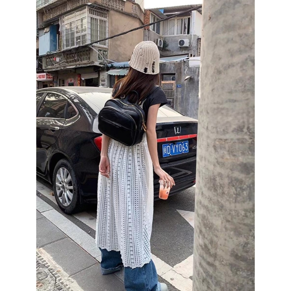 S.C優衣館 韓版 細肩帶 長版罩衫 裙裝 細肩修飾 蕾絲鏤空 洋裝 氣質 仙女風 現貨女裝-細節圖6