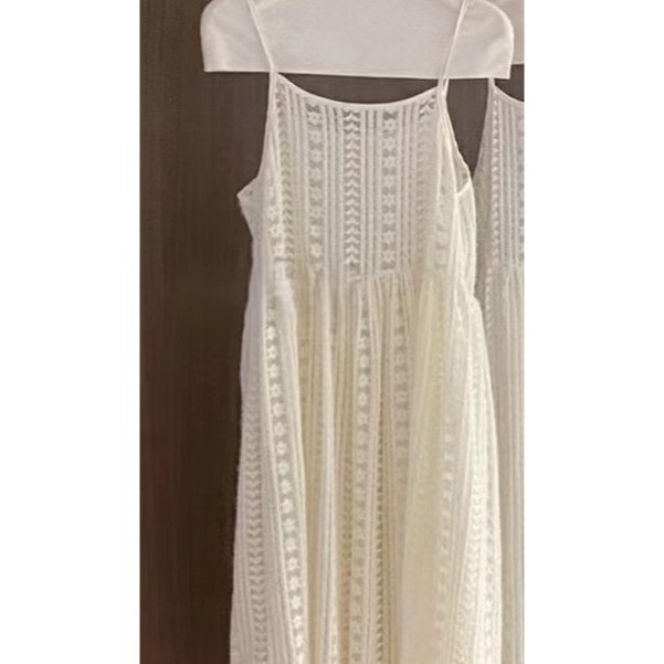 S.C優衣館 韓版 細肩帶 長版罩衫 裙裝 細肩修飾 蕾絲鏤空 洋裝 氣質 仙女風 現貨女裝-規格圖8