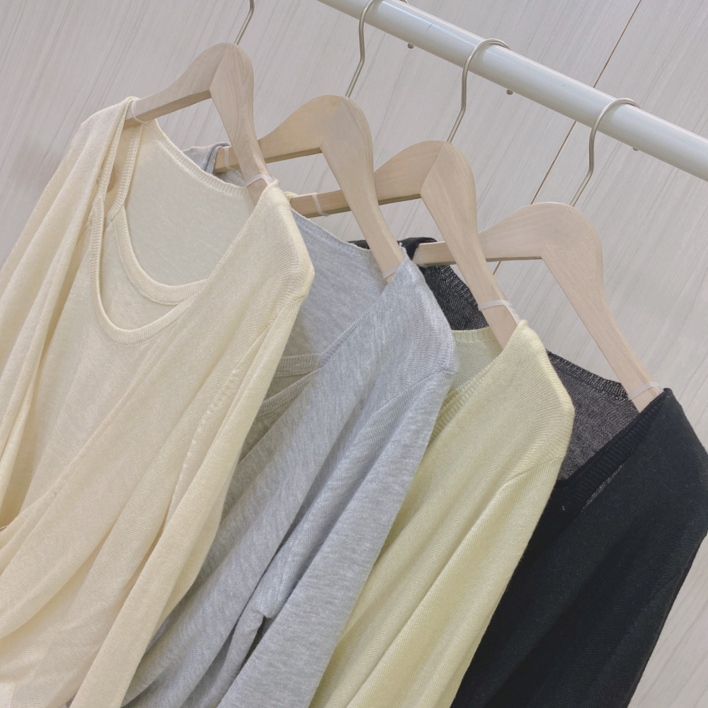 S.C優衣館 約會必備款 下擺交叉 細肩背心 2件組 長袖上衣 短版上衣 針織上衣 小心機 甜美款 小露性感 現貨女裝-細節圖6