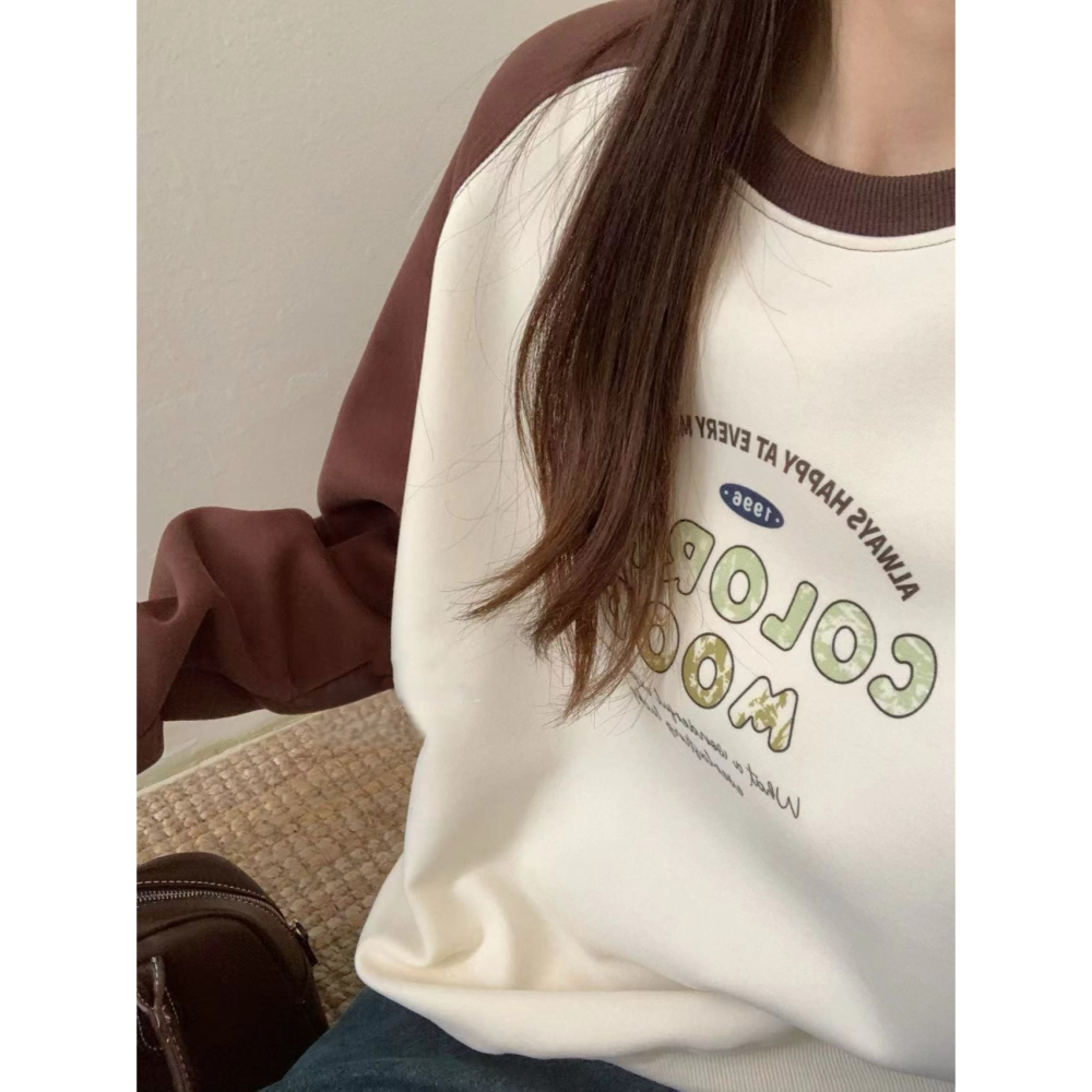 S.C優衣館 圓領長袖 撞色 字母上衣 長袖上衣 圓領T恤 減齡款 修身款式 休閒 基本款 T恤 現貨女裝-細節圖3