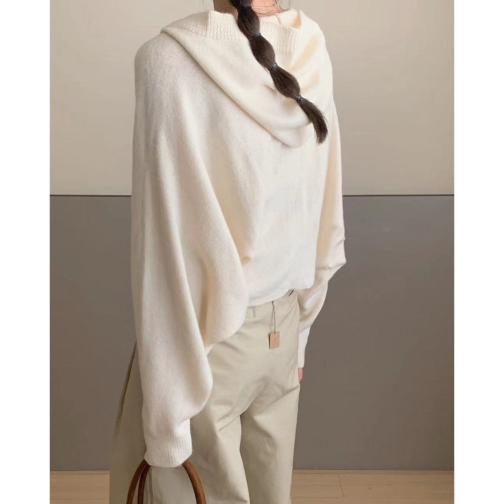 S.C 優衣館 秋冬新款 連帽 短版 蝙蝠袖 針織外套 罩衫 釦式 長袖外套 減齡款 辦公室穿搭 外套 顯瘦 現貨女裝-細節圖7