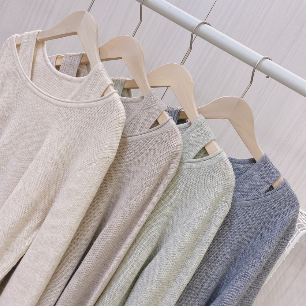 S.C 優衣館 秋冬新款 甜美 微性感 小露肩 背心+上衣 二件組 針織上衣 長袖 背心 短版 俏麗 約會款 現貨女裝-細節圖8