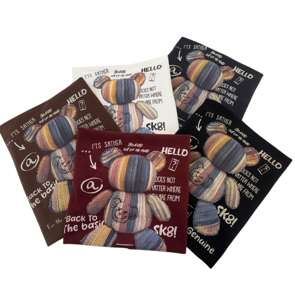 S.C優衣館 厚磅 線條熊 圓領T 厚款T恤 短袖 寬鬆版型 俢身 潮T 中性 休閒款 好穿搭 現貨女裝-細節圖3