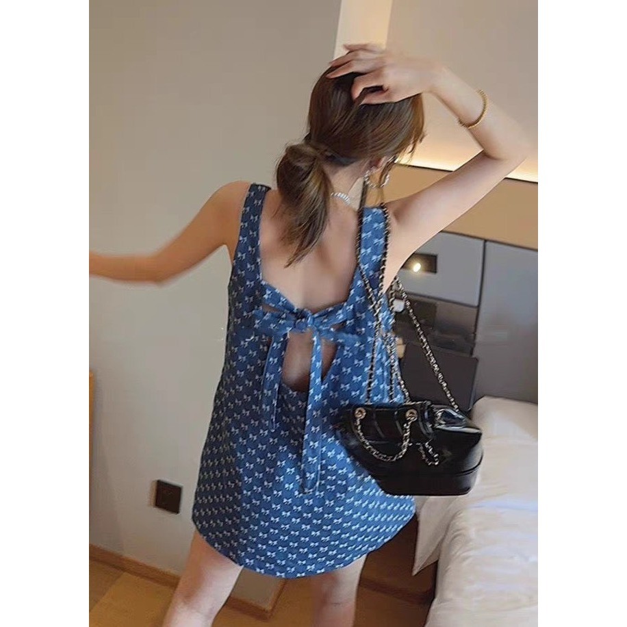 S.C優衣館 約會必備款 心機美背 後綁帶 牛仔洋裝 背心洋裝 甜美系 裙裝 牛仔裙 小洋裝 現貨 女裝-細節圖5