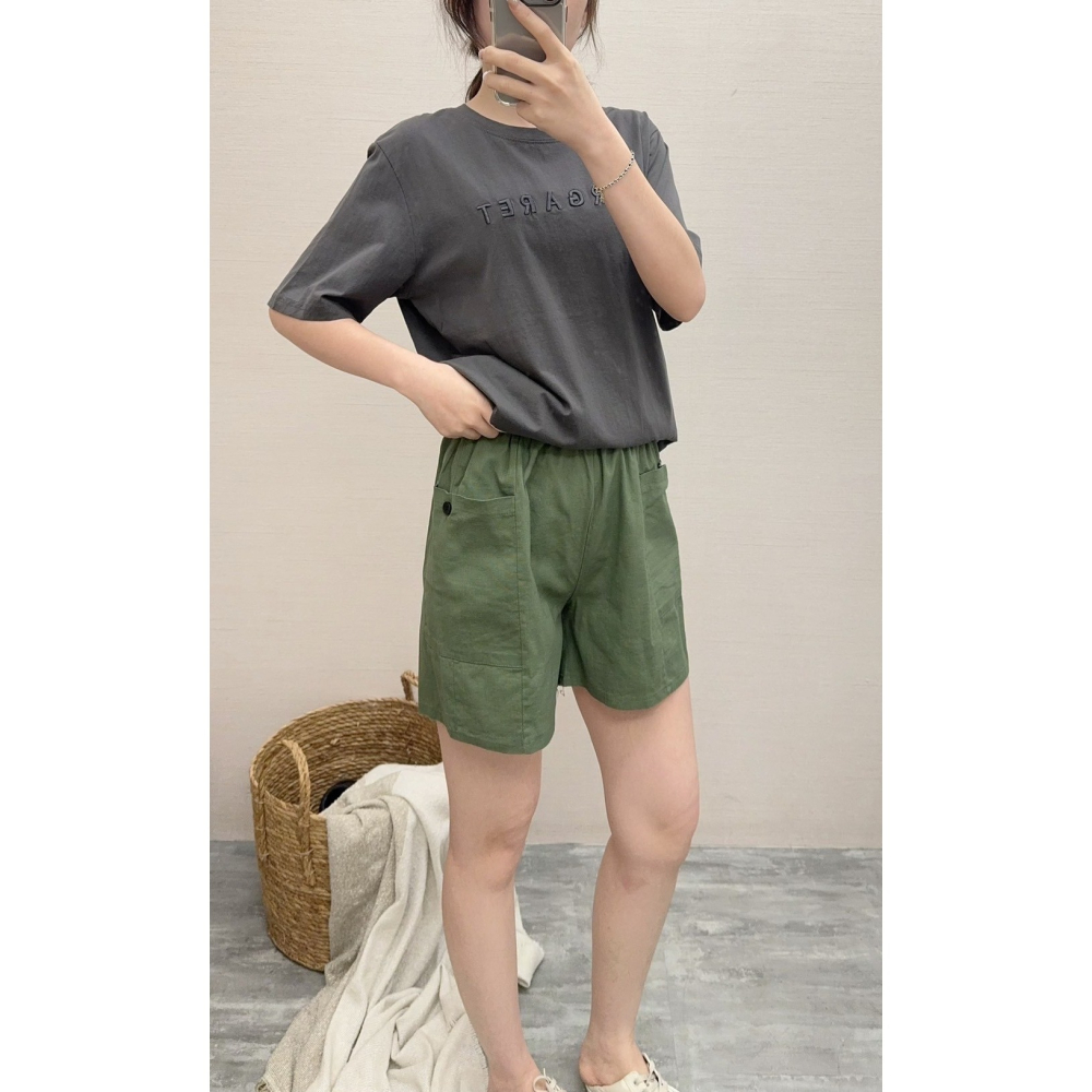 S.C優衣館 夏季必備 棉麻短褲 彈性腰圍 多色可選 舒適好穿 修飾腿型 短褲 涼爽 女短褲 休閒褲 現貨 女裝-細節圖2