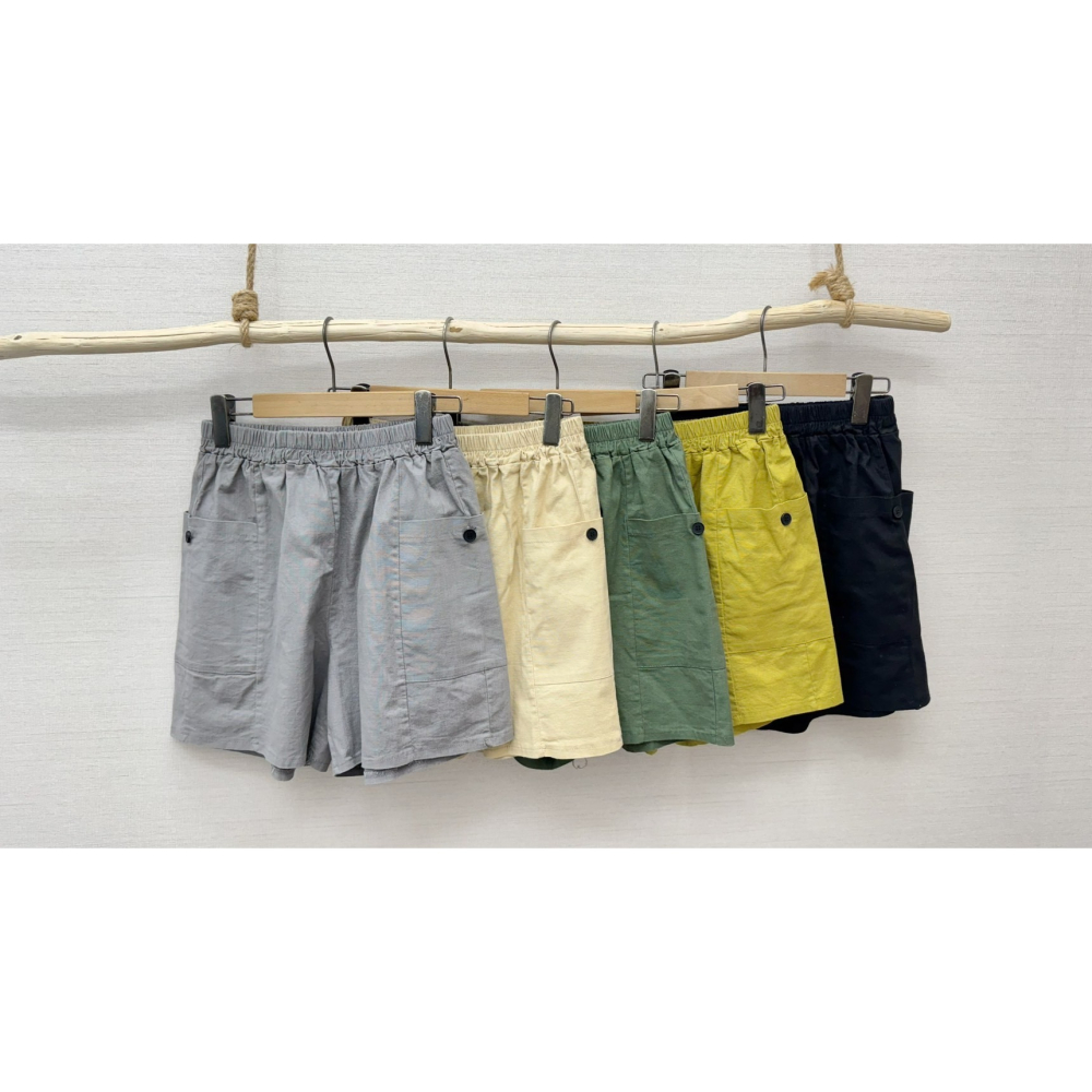 S.C優衣館 夏季必備 棉麻短褲 彈性腰圍 多色可選 舒適好穿 修飾腿型 短褲 涼爽 女短褲 休閒褲 現貨 女裝-細節圖8
