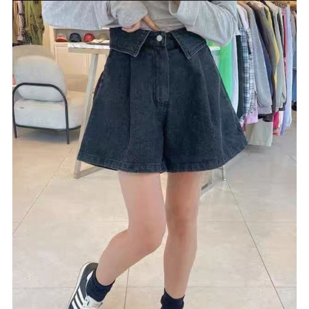 S.C優衣館 夏日必備 修飾 彈性腰圍 牛仔短褲 顯瘦 百搭 短褲 約會款 甜美風 出遊穿搭 減齡 牛仔褲 現貨 女裝-細節圖2