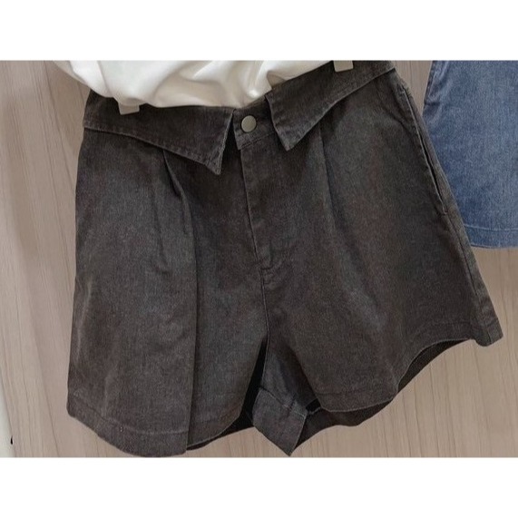 S.C優衣館 夏日必備 修飾 彈性腰圍 牛仔短褲 顯瘦 百搭 短褲 約會款 甜美風 出遊穿搭 減齡 牛仔褲 現貨 女裝-細節圖7