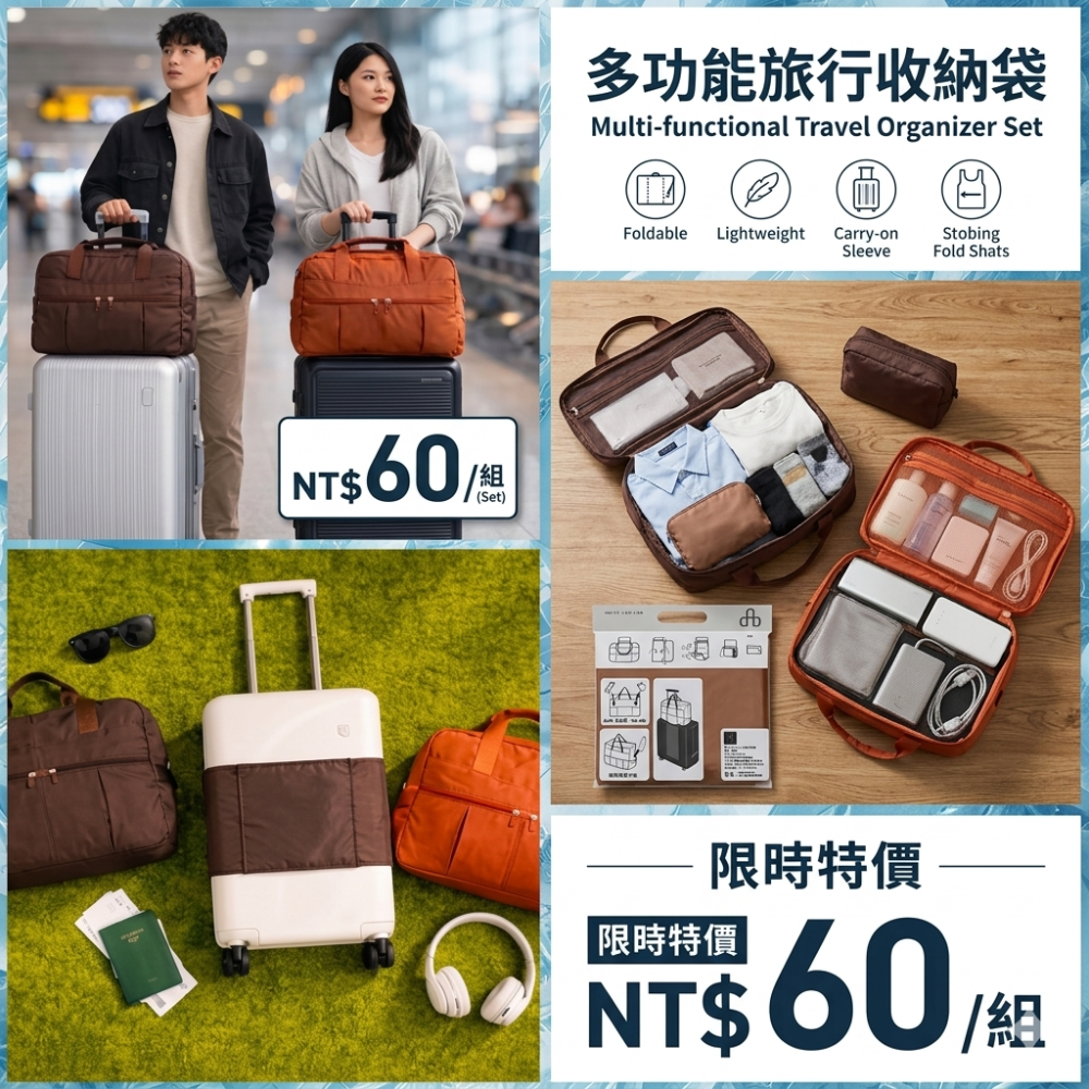 FB-（僑威手提袋(僑威)一組35元  、台泥-折疊環保提包1組60元（橘色一組）-細節圖2