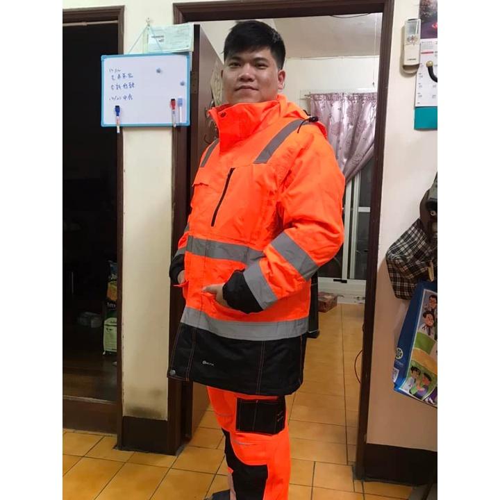 反光保暖外套 釣魚 施工 工地 安全 交管 巡守隊 救護 義消 義警 防水外套 衣服做橘灰色兩段式的剪裁/另有螢光綠色!-細節圖2