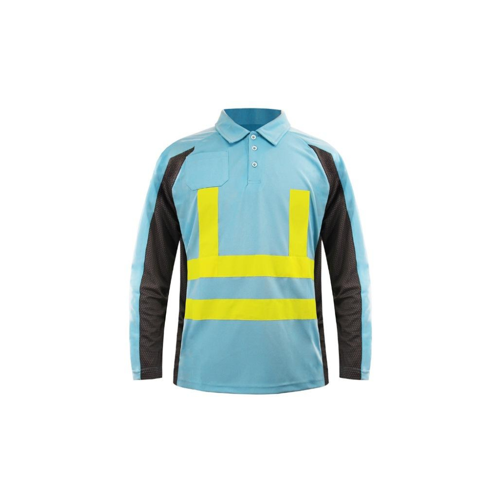 夏季外貿建築工地工程施工服工人環衛工人反光POLO衫上衣工作服-細節圖6