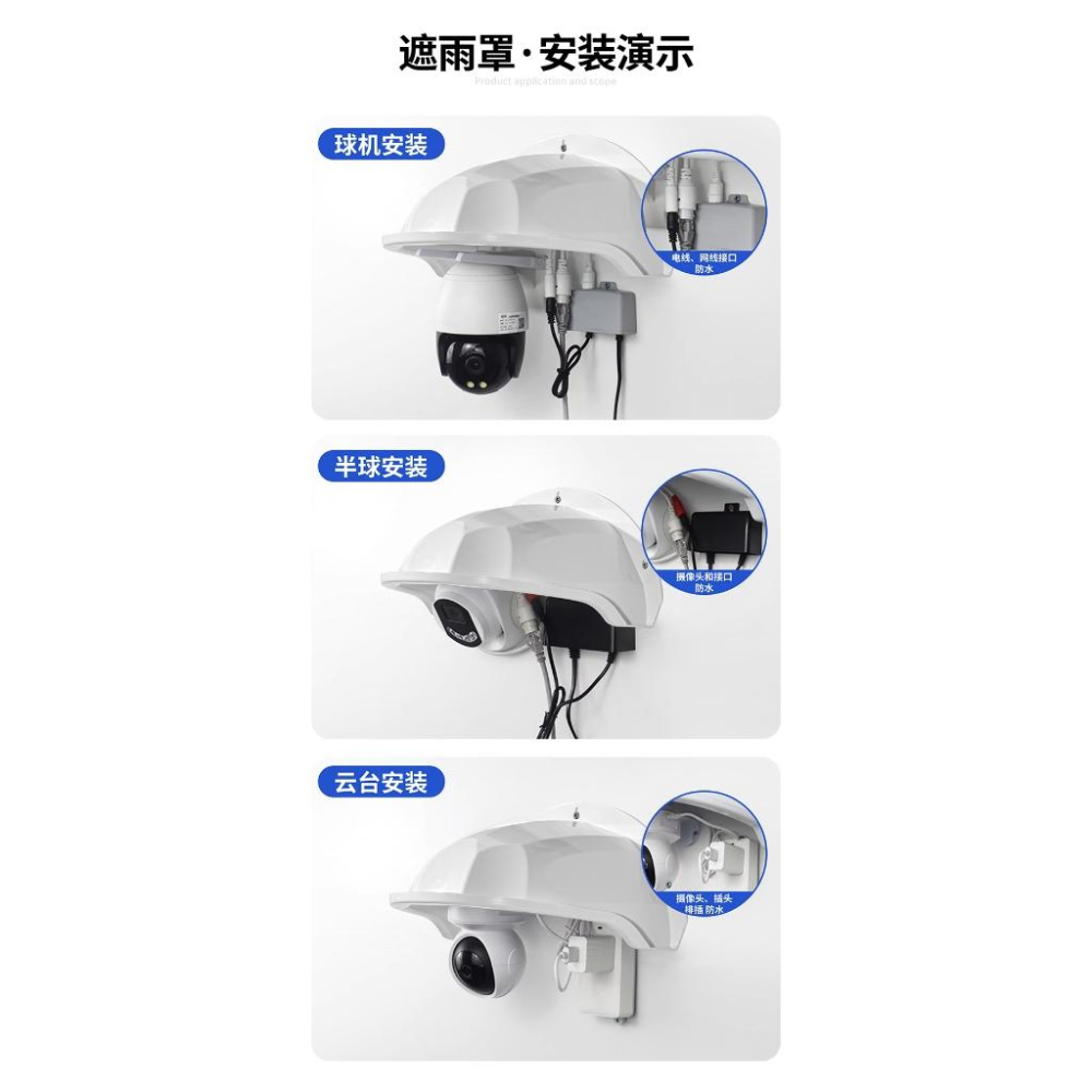 室外監控遮陽遮雨罩戶外牆上攝像頭防塵罩戶外電源加厚耐用遮雨罩-細節圖7
