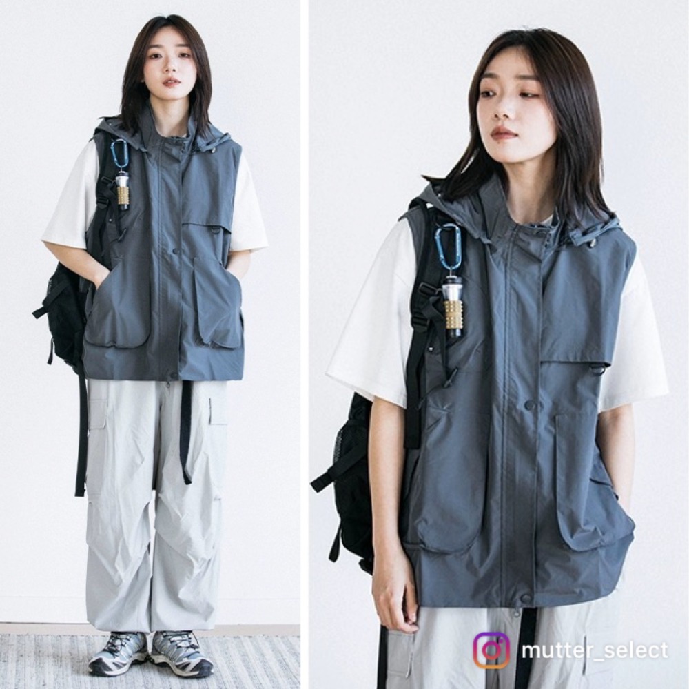 MUTTER｜日系 戶外 戰術機能背心 多口袋 工裝馬甲 連帽背心-細節圖2