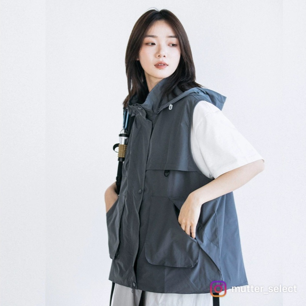 MUTTER｜日系 戶外 戰術機能背心 多口袋 工裝馬甲 連帽背心-細節圖5