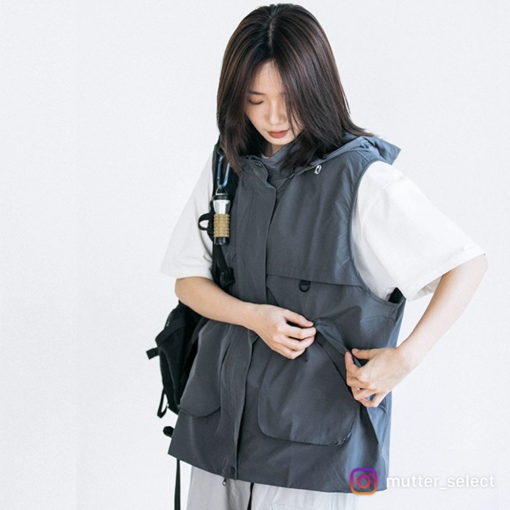 MUTTER｜日系 戶外 戰術機能背心 多口袋 工裝馬甲 連帽背心-細節圖6