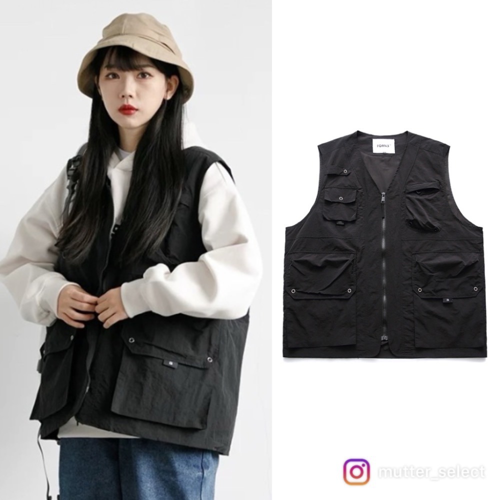 MUTTER｜日系 夏季 純色 多口袋 戶外 工裝馬甲 機能背心-細節圖2