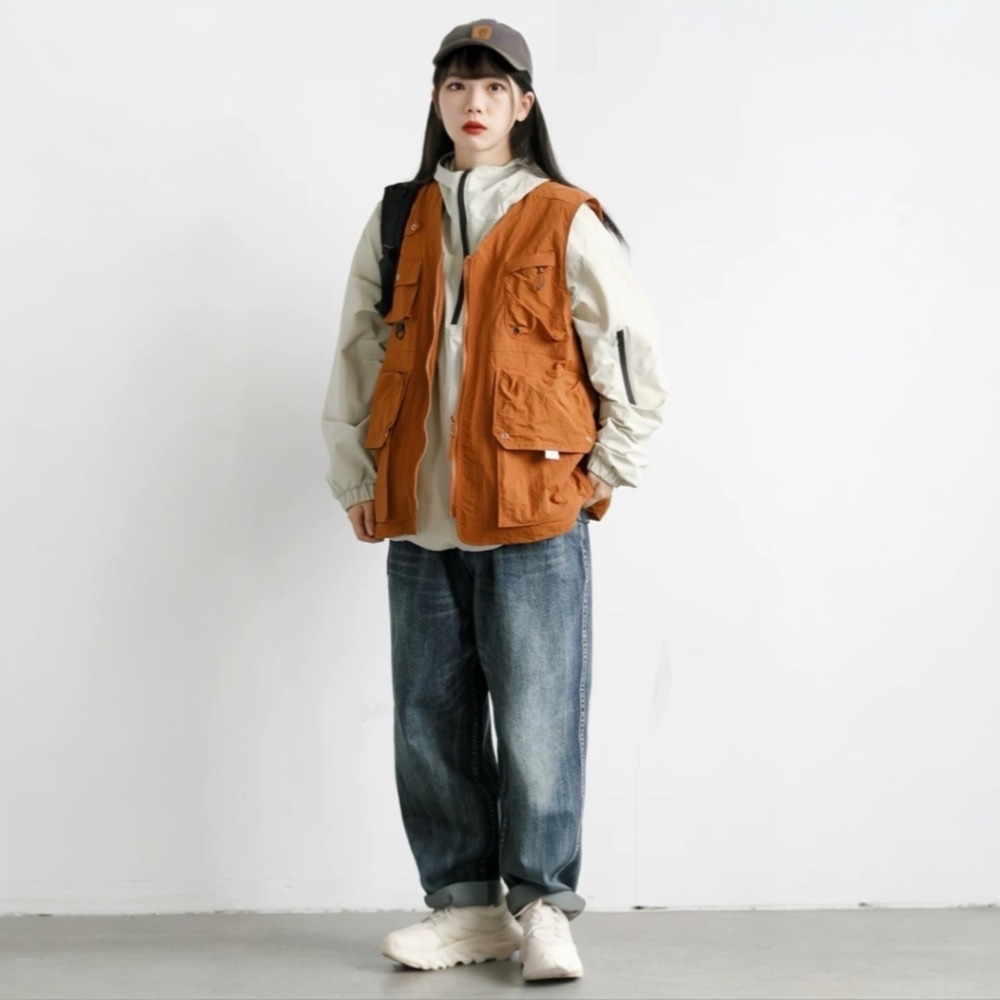 MUTTER｜日系 夏季 純色 多口袋 戶外 工裝馬甲 機能背心-細節圖7