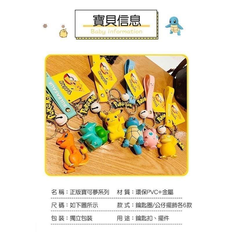 【喵喵屋|24H出貨】寶可夢 公仔 鑰匙圈 皮卡丘 可達鴨 胖丁 小火龍 傑尼龜 妙蛙種子 汽機車 掛件 吊飾-細節圖3