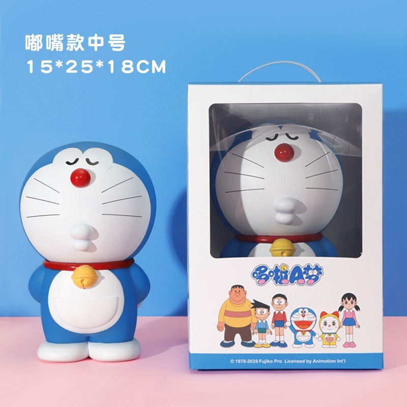 24H出貨|送哆啦鑰匙圈)正版 財神 招財貓 銅鑼燒 存錢罐 撲滿 存錢筒 哆啦A夢 小叮噹 超大容量 存錢 公仔-規格圖8