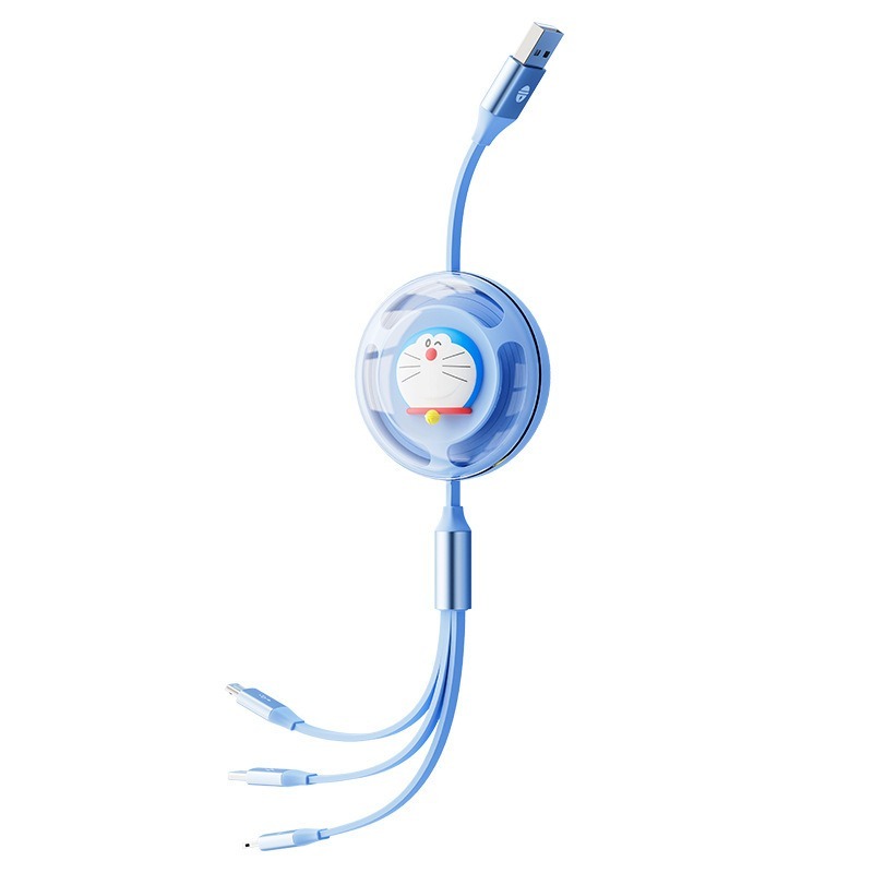 【喵喵屋|24H出貨】哆啦A夢 3合1 蘋果 伸縮數據線 充電線USB-C 安卓 小叮噹 伸縮充電線 三合一-規格圖10