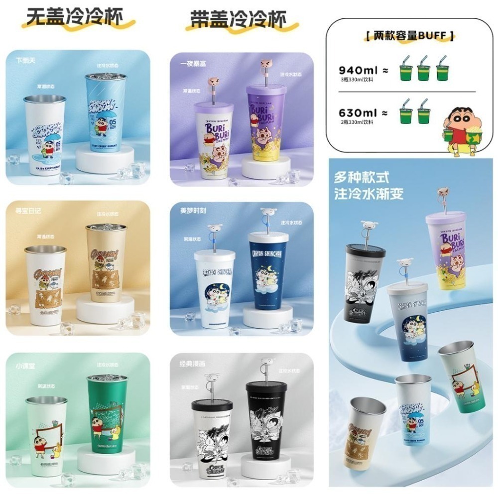 【喵喵屋|24H出貨】蠟筆小新 冷冷杯 溫變 變色水杯 奶茶杯 環保杯 隨行杯 冰霸杯 吸管杯 動感新生活 睡衣小新-細節圖4