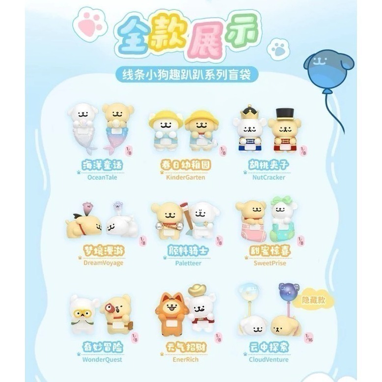 【喵喵屋|711同款】正版 線條小狗趣趴趴盲袋 線條小狗 盒抽 一袋2入 一中盒16袋 線條狗-細節圖2