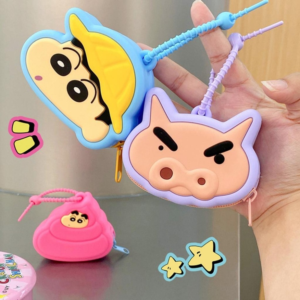 【喵喵屋|24H出貨】蠟筆小新硅膠收納包 零錢包 蠟筆小新 大頭 收納包 左衛門 收納 雜物 耳機包 送禮-細節圖4