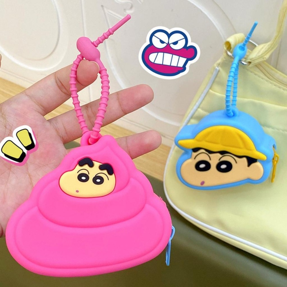 【喵喵屋|24H出貨】蠟筆小新硅膠收納包 零錢包 蠟筆小新 大頭 收納包 左衛門 收納 雜物 耳機包 送禮-細節圖5