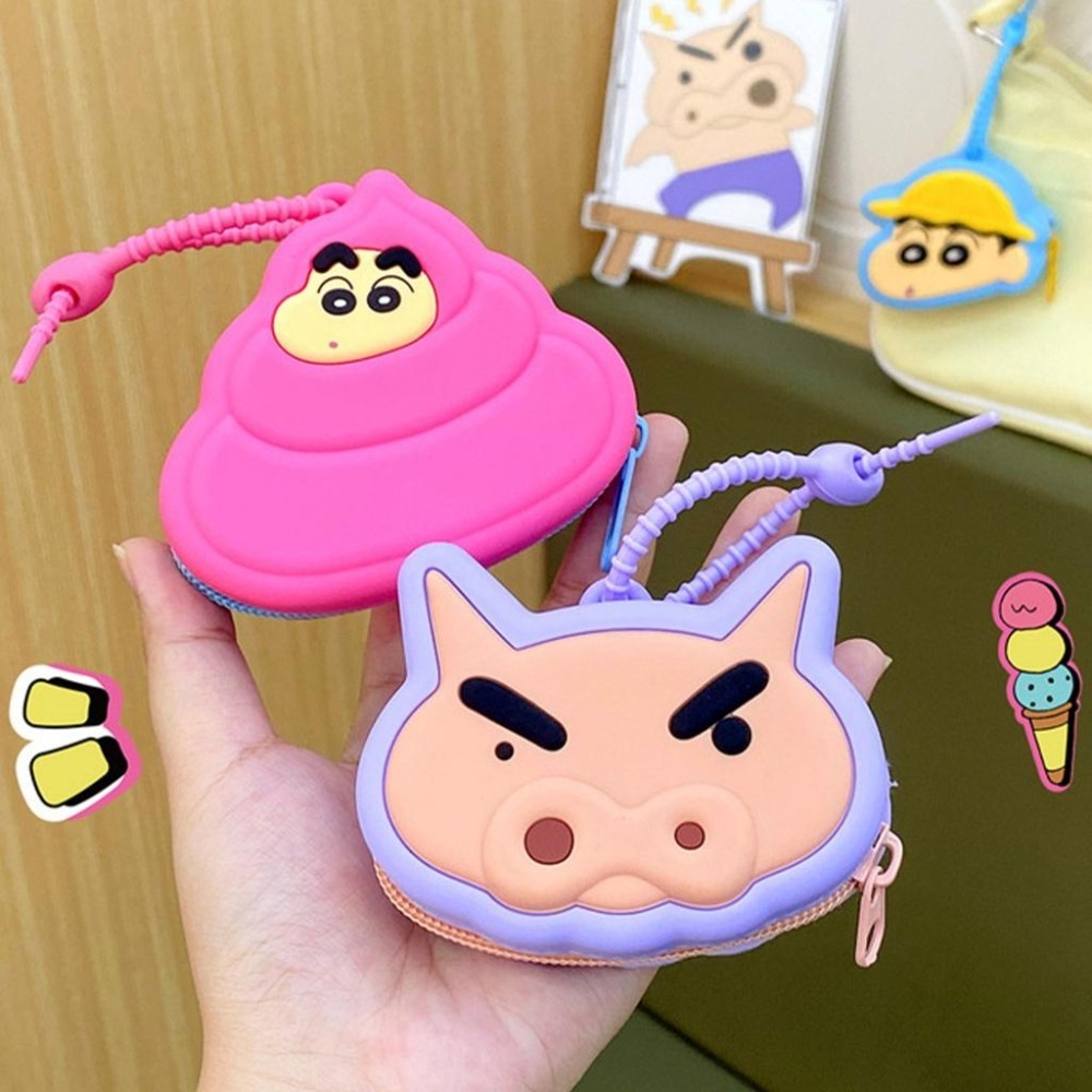 【喵喵屋|24H出貨】蠟筆小新硅膠收納包 零錢包 蠟筆小新 大頭 收納包 左衛門 收納 雜物 耳機包 送禮-細節圖6