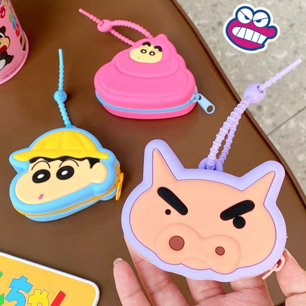 【喵喵屋|24H出貨】蠟筆小新硅膠收納包 零錢包 蠟筆小新 大頭 收納包 左衛門 收納 雜物 耳機包 送禮-細節圖7