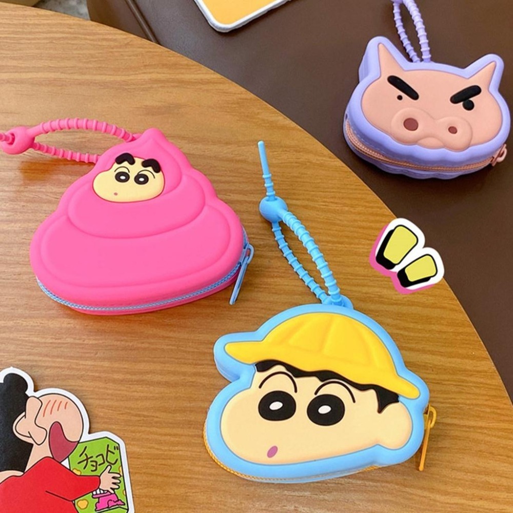 【喵喵屋|24H出貨】蠟筆小新硅膠收納包 零錢包 蠟筆小新 大頭 收納包 左衛門 收納 雜物 耳機包 送禮-細節圖8