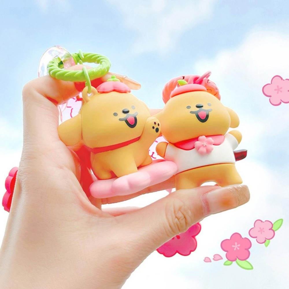 【喵喵屋|24H出貨】線條小狗 春日櫻花會 鑰匙圈 春天系列 鑰匙扣 小白 小黃 春日系列 掛件 可愛小狗 線條狗-細節圖5