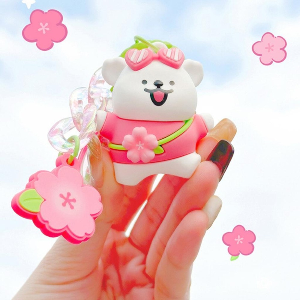 【喵喵屋|24H出貨】線條小狗 春日櫻花會 鑰匙圈 春天系列 鑰匙扣 小白 小黃 春日系列 掛件 可愛小狗 線條狗-細節圖6