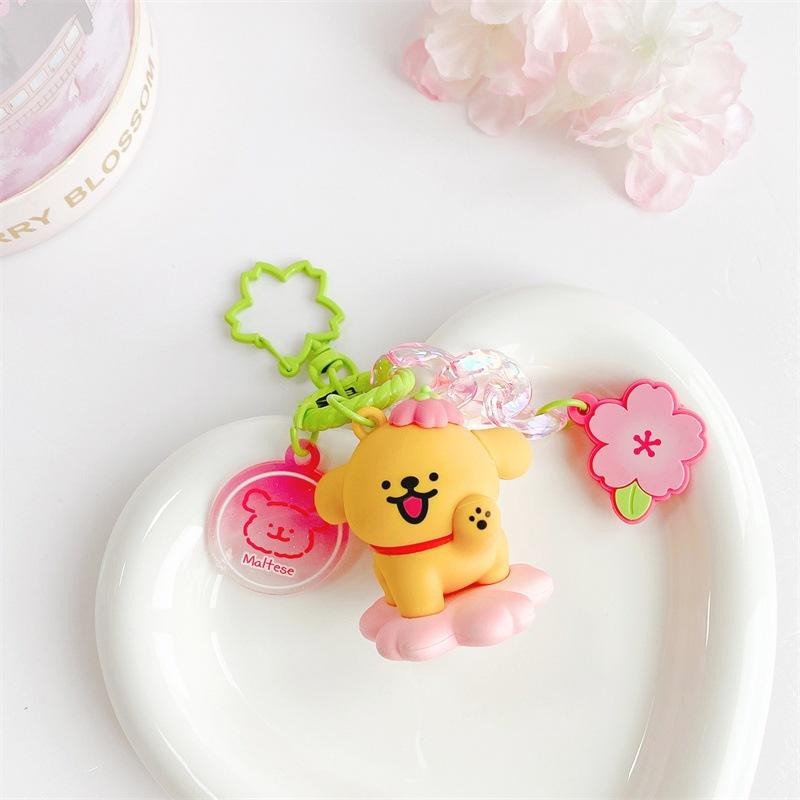 【喵喵屋|24H出貨】線條小狗 春日櫻花會 鑰匙圈 春天系列 鑰匙扣 小白 小黃 春日系列 掛件 可愛小狗 線條狗-細節圖8