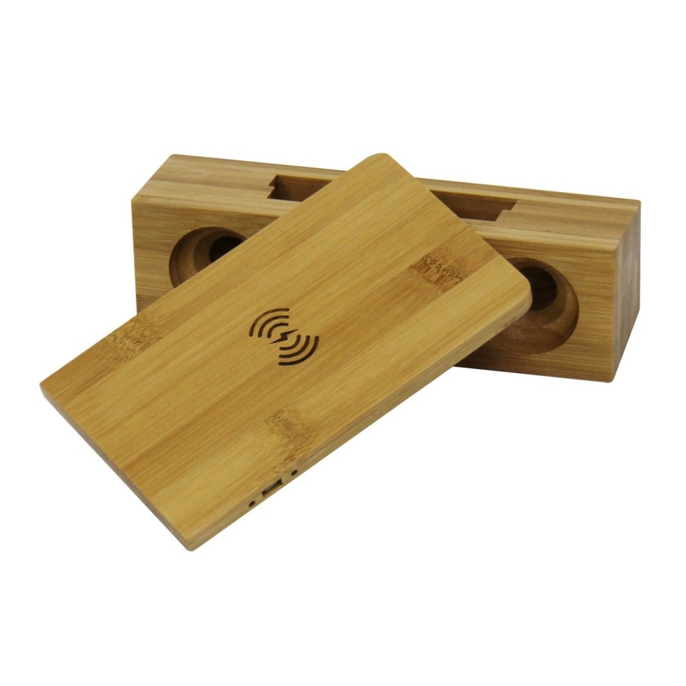 夢樂園3c 無線充電 竹製 手機 無線 擴音 充電 支架底座 充電盤 iphone 無線充電器-細節圖3